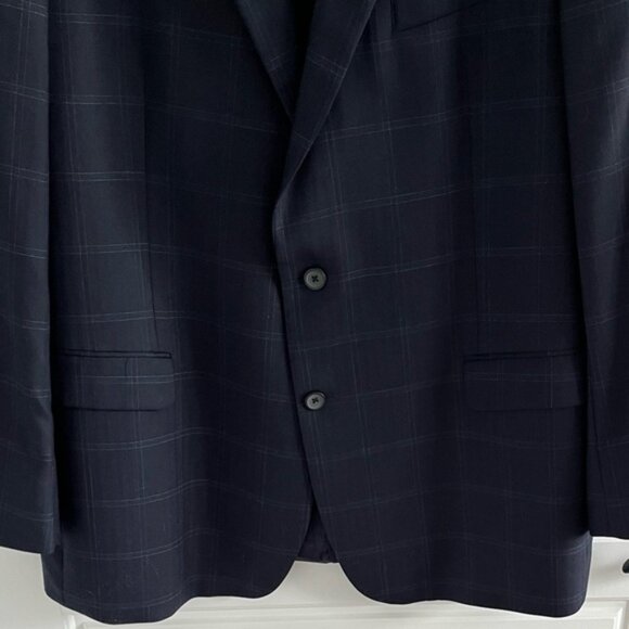 Brooks Brothers 346 Regent Fit Navy Windowpane Wool Blazer Sport Coat Jacket 48L - Picture 3 of 15